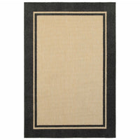 3' x 6' Sand and Black Border Indoor Outdoor Area Rug