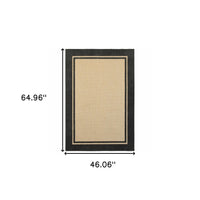 3' x 6' Sand and Black Border Indoor Outdoor Area Rug