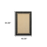 3' x 6' Sand and Black Border Indoor Outdoor Area Rug