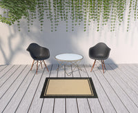 3' x 6' Sand and Black Border Indoor Outdoor Area Rug