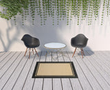 3' x 6' Sand and Black Border Indoor Outdoor Area Rug
