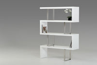 Contemporary High Gloss White Zig Zag Bookcase