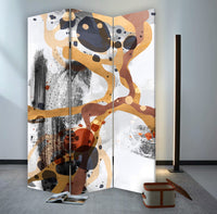 Contemporary Abstract Art  Three Panel Room Divider Screen
