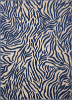 4? x 6? Navy Zebra Pattern Indoor Outdoor Area Rug