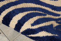4? x 6? Navy Zebra Pattern Indoor Outdoor Area Rug
