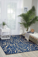 4? x 6? Navy Zebra Pattern Indoor Outdoor Area Rug