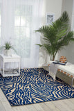 4? x 6? Navy Zebra Pattern Indoor Outdoor Area Rug