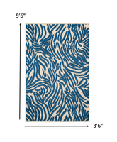 4? x 6? Navy Zebra Pattern Indoor Outdoor Area Rug