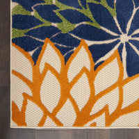 2’ x 6' Orange Floral Outdoor Runner Rug