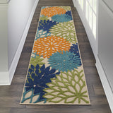 2’ x 6' Orange Floral Outdoor Runner Rug