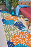 2’ x 6' Orange Floral Outdoor Runner Rug