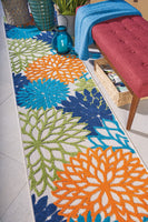 2’ x 6' Orange Floral Outdoor Runner Rug