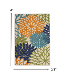 3? x 4' Orange Floral Outdoor Area Rug