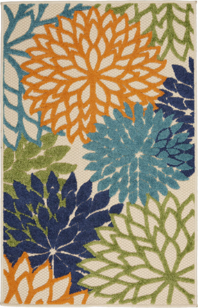 3? x 4' Orange Floral Outdoor Area Rug