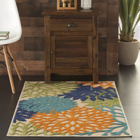 3? x 4' Orange Floral Outdoor Area Rug