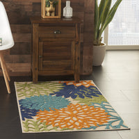 3? x 4' Orange Floral Outdoor Area Rug
