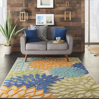 3? x 4' Orange Floral Outdoor Area Rug