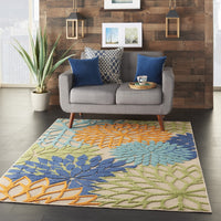 3? x 4' Orange Floral Outdoor Area Rug
