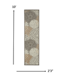 2? x 10? Natural and Gray Indoor Outdoor Runner Rug
