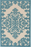 3? x 4? Aqua Medallion Indoor Outdoor Area Rug