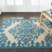 3? x 4? Aqua Medallion Indoor Outdoor Area Rug