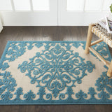 3? x 4? Aqua Medallion Indoor Outdoor Area Rug