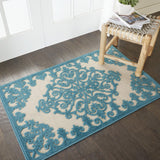 3? x 4? Aqua Medallion Indoor Outdoor Area Rug