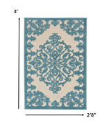 3? x 4? Aqua Medallion Indoor Outdoor Area Rug