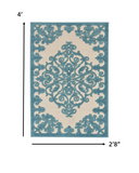 3? x 4? Aqua Medallion Indoor Outdoor Area Rug