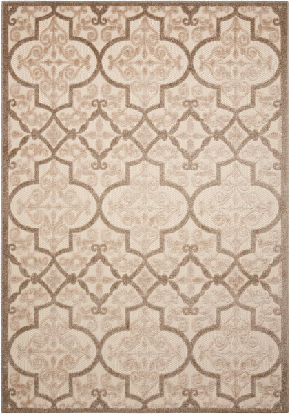 5? x 8? Cream and Beige Trellis Indoor Outdoor Area Rug