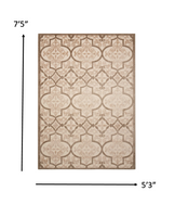 5? x 8? Cream and Beige Trellis Indoor Outdoor Area Rug