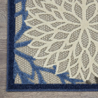 2? x 6? Blue Large Floral Indoor Outdoor Runner Rug