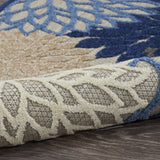 2? x 6? Blue Large Floral Indoor Outdoor Runner Rug