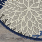 7? x 10? Blue Large Floral Indoor Outdoor Area Rug