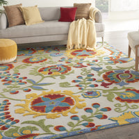5? x 8? Ivory Multi Floral Indoor Outdoor Area Rug