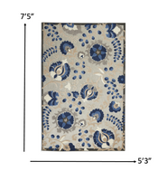 5? x 8? Natural and Blue Indoor Outdoor Area Rug