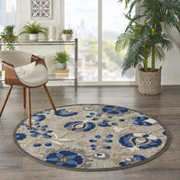 5? x 8? Natural and Blue Indoor Outdoor Area Rug