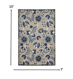 5? x 8? Natural and Blue Indoor Outdoor Area Rug