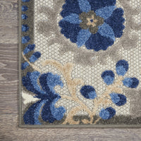 5? x 8? Natural and Blue Indoor Outdoor Area Rug