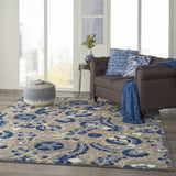 5? x 8? Natural and Blue Indoor Outdoor Area Rug