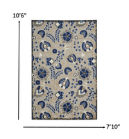 5? x 8? Natural and Blue Indoor Outdoor Area Rug