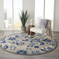 5? x 8? Natural and Blue Indoor Outdoor Area Rug