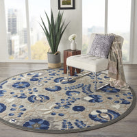 5? x 8? Natural and Blue Indoor Outdoor Area Rug