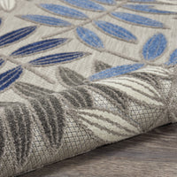 2? x 6? Gray and Blue Leaves Indoor Outdoor Runner Rug