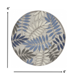 2? x 6? Gray and Blue Leaves Indoor Outdoor Runner Rug