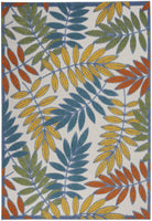 4?x 6? Ivory and Colored Leaves Indoor Outdoor Runner Rug
