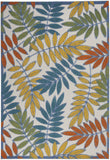 4?x 6? Ivory and Colored Leaves Indoor Outdoor Runner Rug