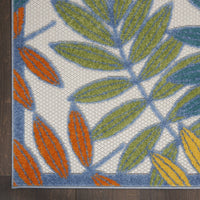 4?x 6? Ivory and Colored Leaves Indoor Outdoor Runner Rug