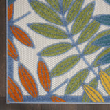 4?x 6? Ivory and Colored Leaves Indoor Outdoor Runner Rug