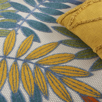 4?x 6? Ivory and Colored Leaves Indoor Outdoor Runner Rug
